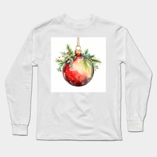 Christmas Bauble in Warm watercolor tones Long Sleeve T-Shirt